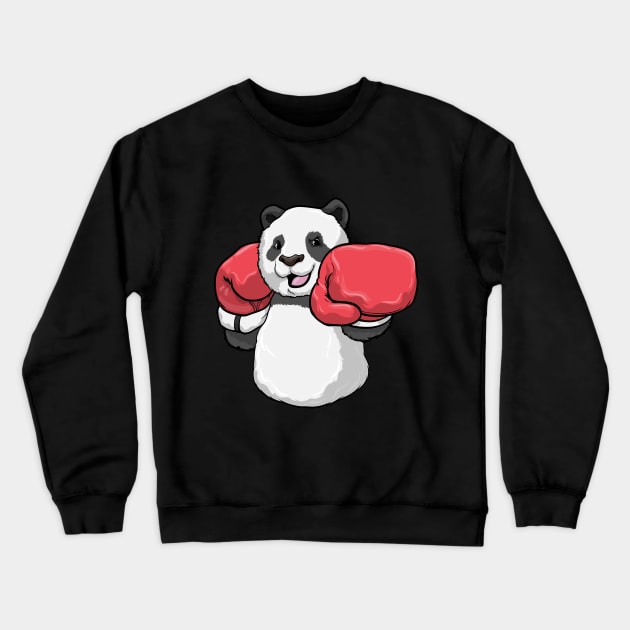 Panda at Boxing with Boxing gloves Crewneck Sweatshirt by Markus Schnabel